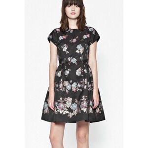 French Connection Women 2 Dress Gardini Metallic Fit‎ Flare Brocade Short Sleeve